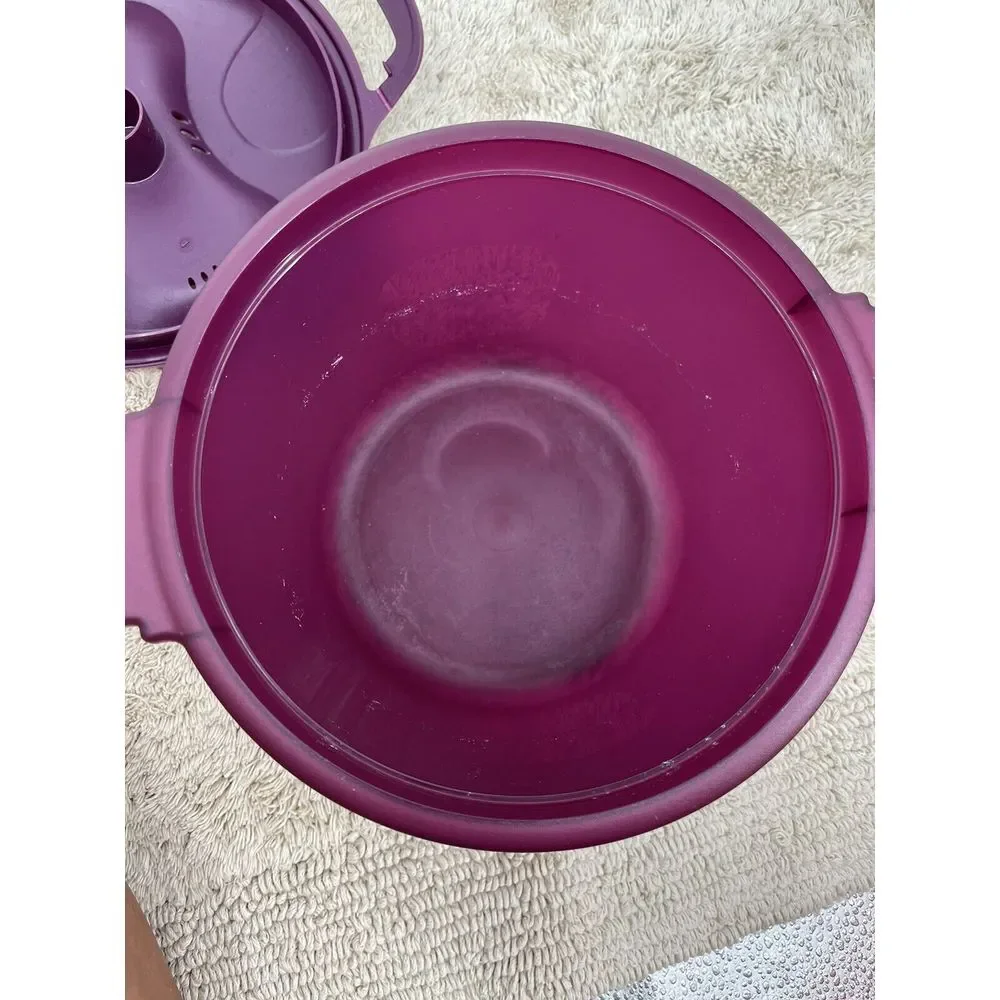 Tupperware 6451 Microwave Rice Maker Steamer Cooker 2 Piece Set Purple 2.2L Bowl